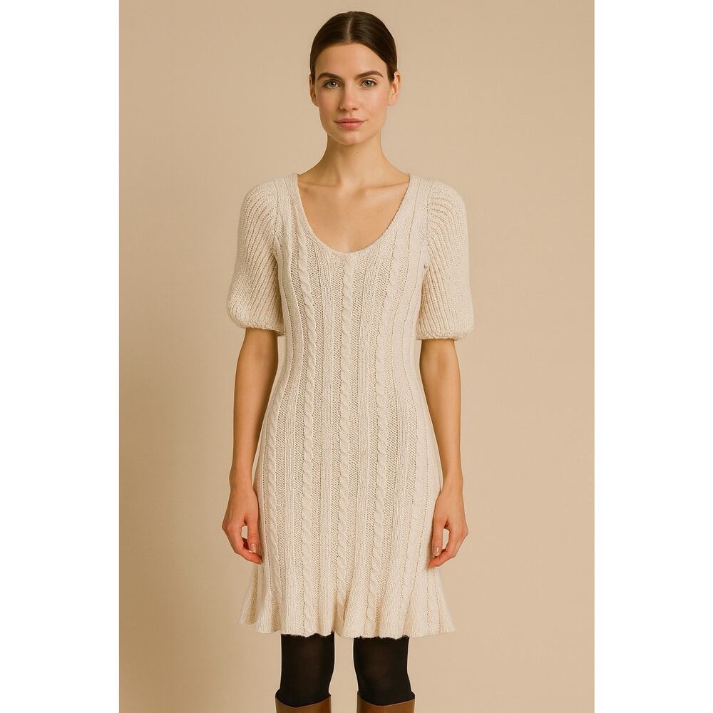 Sweater dress Womens Sm chunky Sm chunkysh sl Cable Knit cream wool blend